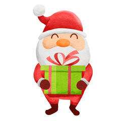 Santa claus cartoon character watercolor style
