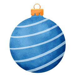 christmas ball blue color in watercolor style.
