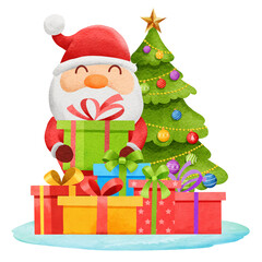 santa claus with christmas decoration.