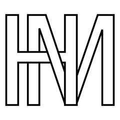 Logo sign hm mh icon nft, interlaced letters m h