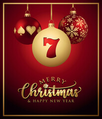 Casino Christmas Balls - Greeting Card - Merry Christmas and Happy New Year - Poker Slot Gambling
