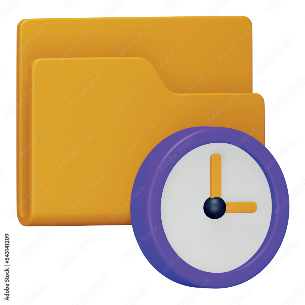 Poster folder time 3d rendering isometric icon.