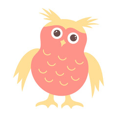Cute funny owl. Forest bird cartoon character.