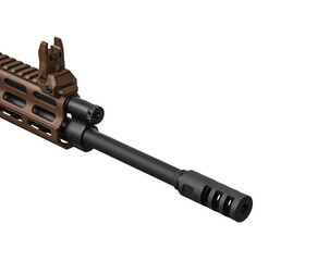Modern brown automatic rifle. Weapons for police, special forces and the army. Automatic carbine...