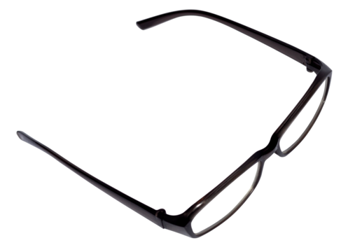 black frame glasses, concept of office work and vision problems, isolate