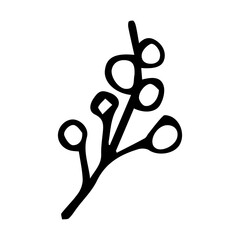 Hand-drawn doodle berry branch. Vector illustration