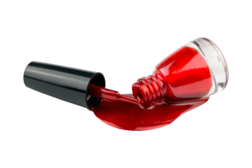 nail polish, a jar of polish in a puddle of polish,
close-up