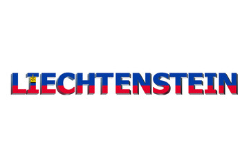 3D Flag of Liechtenstein on a text background.