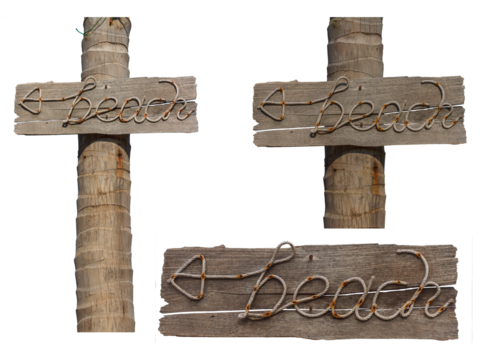 Group of beach sign with transparent background. PNG file.