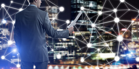 Concept of modern business networking that connect and cooperate people