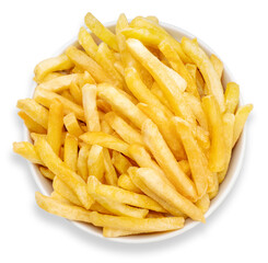 Top view, French fries isolated on white background, French fries on white With clipping path.
