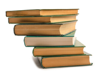 Old books isolated on white background.