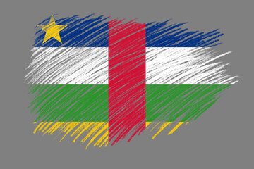 3D Flag of Central African Republic on vintage style brush background. © dsom
