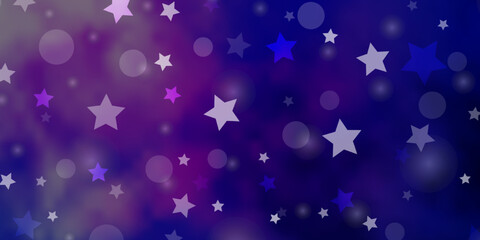 Fototapeta na wymiar Dark Pink, Blue vector template with circles, stars.