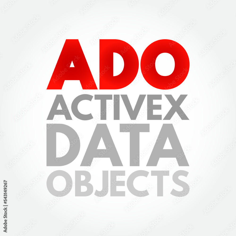 Poster ado - activex data objects acronym, technology concept background