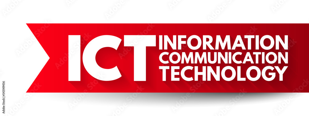 Poster ict information and communication technology - set of technological tools and resources used to tran