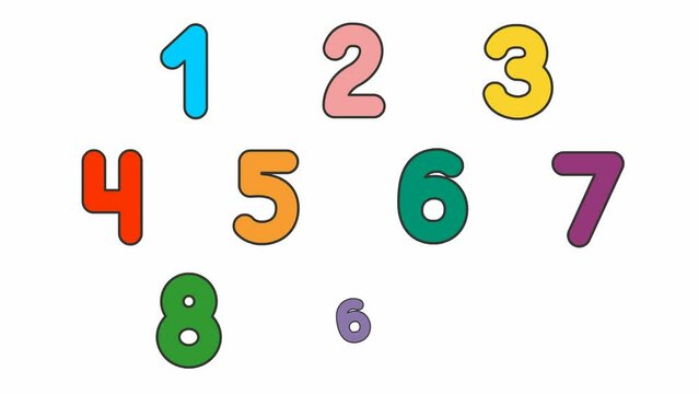 Funny children colorful numbers from 1 to 10. Multi-color vector illustration isolated on white background. 