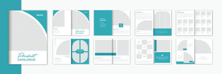 Fototapeta premium Sea Green Product catalog brochure design, 16 page A4 artboard brochure layout template
