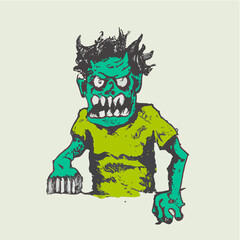 Zombie illustration. Zombie Chasing Humans. Illustration Vector Cartoon Drawing