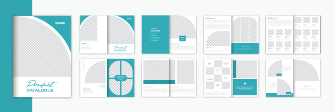 Sea Green Product catalog brochure design, 16 page A4 artboard brochure layout template