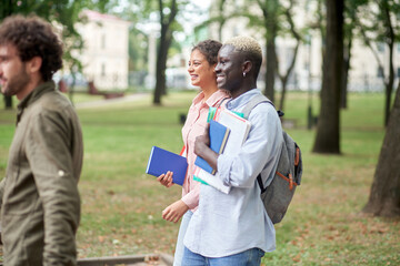 Fototapeta premium multi - ethnic group of young people walking together .