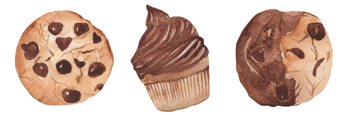 Watercolor sugar cookie illustration isolated on a white background, fall sweets clipart set for thanksgiving patry invitations, greeting cards