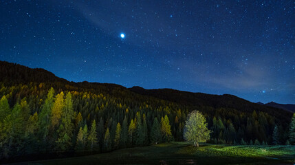 Fototapeta na wymiar Night mountain scenic landscape. Dolomites Italy