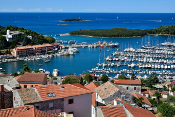 Marina in Vrsar, Istria, Porec. Docked yachts and sailboats in Istrian town Vrsar, Croatia