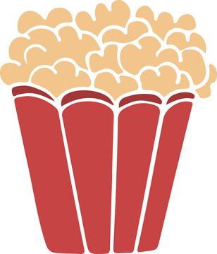 Red Bucket Of Popcorn Illustration Png