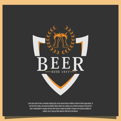 craft beer glass logo design with creative concept