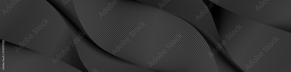 Aufkleber Abstract black background with wavy diagonal monochrome line pattern in dark color. Vector horizontal template for business banner, formal invitation, prestigious gift certificate, luxury voucher
