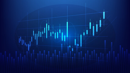 Economy situation concept. financial business statistics with candlestick chart show stock market