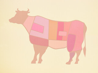 cutout picture, parts of beef