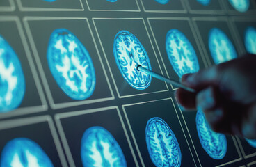 Pointing out on medical scan closeup