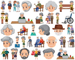 Collection of elderly people icons