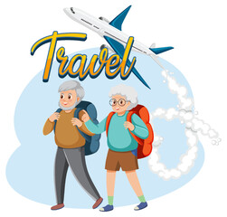 Elderly couple travelers vector