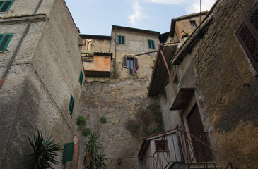 View of the historic center of Castelnuovo di Porto medieval village in Lazio Italy