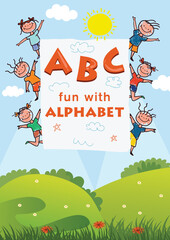 Alphabet Kids Book Cover - Vector Illustration
