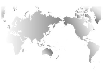 モノクロ グラデーションのシンプルな世界地図