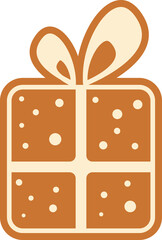 Gingerbread gift box. Transparent PNG.