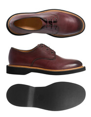 Collection of men leather fashion shoe profile view isolated on white background