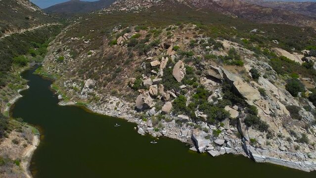 Barrett lake drone view slow pan up