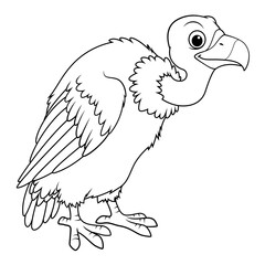 Vulture Cartoon Animal Illustration BW
