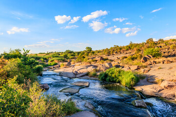 View of Tokovsky waterfalls on the Kamenka river in Dnipropetrovsk region, Ukraine