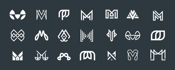 Set of abstract logo templates. collection of initial letter M logo vector design