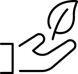 Ecology, nature line icon. Hand holding leaf