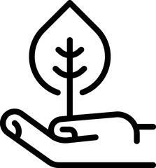 Ecology, nature line icon. Hand holding leaf