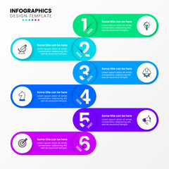 Infographic template. Vertical timeline with 6 circles