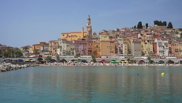 Colorful cityscape of Menton village on French Riviera, Europe