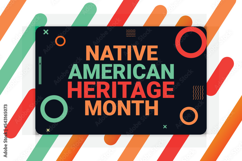 Aufkleber native american heritage month replaceable text vector background with colorful design elements. mod
